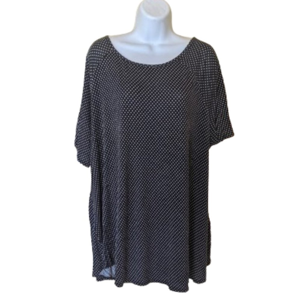 ---  Black White Polka Dot Tunic Top Size 2X